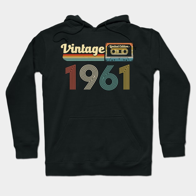 Vintage 1961 61st Birthday 61 Years Old Gift Cassette Tape Hoodie by Moe99